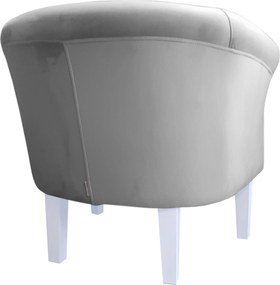 Fotel Milo tkanina Welur wygodny fotel tapicerowany do salonu i sypialni : Kolor nogi - Biała, Kolor tkaniny - VELVET - MG17, Wysokość nogi - 20 cm