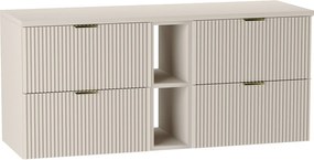 Szafka pod umywalkę WENA, z regałem, ryflowane fronty, Willy, 140x60x47 cm, Kaszmir