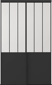 Przesuwne drzwi szafy stalowe - Czarne i matowe szkło hartowane - W250 x S130 cm - BELASI