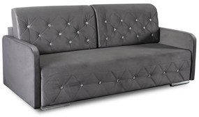 Sofa Rozkładana z Funkcją Spania VIVO Dwuosobowa Szara Glamour do Salonu