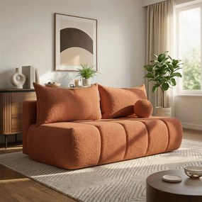 Sofa z Funkcją Spania SARIA Ruda Boucle Nowoczesna