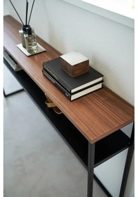 Czarno-ciemnobrązowa konsola w dekorze jesionu 20,5x126 cm Tower – YAMAZAKI