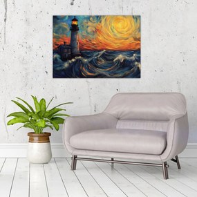 Obraz - Latarnia morska w falach (70x50 cm)