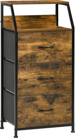 HOMCOM Szafka do przechowywania z szufladami materiałowymi półki MDF metalowa rama brązowa | Aosom PL