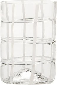 Zafferano Twiddle – zestaw 6 przezroczystych szklanek dmuchanych, 35 cl – ręcznie robione szklanki z białym zdobieniem, można myć w zmywarce