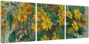 Obraz - Claude Monet, Jerusalem Artichoke Flowers, reprodukcje (z zegarem) (90x30 cm)
