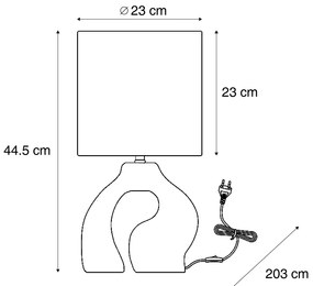 Lampa stołowa Japandi czarna z lnianym abażurem - DahliaJapandi Oswietlenie wewnetrzne