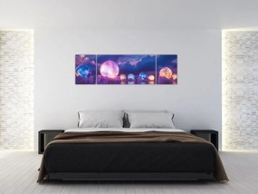 Obraz - Planety na wodzie (170x50 cm)