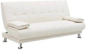 Kanapa z prostym mechanizmem rozkładania MAXIME z ekoskóry - Kolor: biały