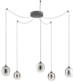 Redo 01-3487 -LED ściemnialny żyrandol na lince KHADI 5xLED/5,2W/230V czarny/dymiony