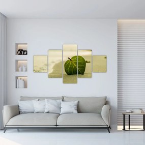 Obraz liścia w piasku (125x70 cm)