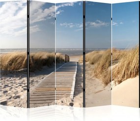 Parawan pokojowy 5-częściowy 225x172 Dwustronny dekoracyjny coastal naturalny Niebieski Droga Na Plażę