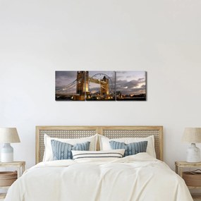 Obraz - Tower Bridge nocą (z zegarem) (90x30 cm)
