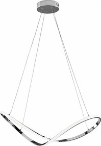 Infinity lampa wisząca LED z metalu i chromowanego aluminium, regulowane kable, 70x30 cm