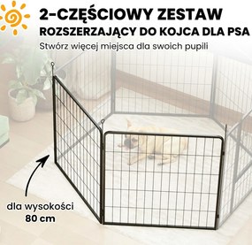 PawHut Zestaw 2 paneli rozszerzających dla kojca dla szczeniąt, Panele ogrodzeniowe, Plac zabaw dla zwierząt, Kojec dla psów ze stali, Czarny