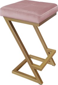 Hoker ZETA krzesło barowe tkanina Welur podstawa metalowa LOFT : Kolor Stelaża - Złoty, Kolor tkaniny - VELVET - MG58