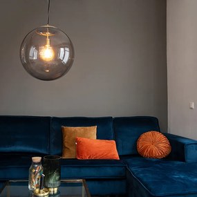 Nowoczesna lampa wisząca mosiężna z przydymionym szkłem 50 cm - Ball