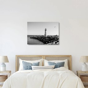 Obraz na szkle - Latarnia morska na wybrzeżu, Santa Cruz, Kalifornia (70x50 cm)