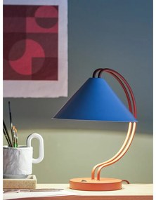 Niebieska/w kolorze terakoty lampa stołowa z metalowym kloszem (wysokość 35 cm) Janya – Bloomingville