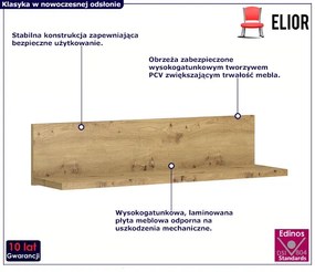 Minimalistyczna półka na ścianę dąb artisan - Basani 26X