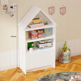 Regał Dziecięcy Domek Biały 63 cm – Półka na Zabawki i Książki