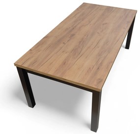 Stół rozkładany Werona 160-200x90 cm - dąb lefkas / czarne nogi