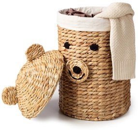 Dziecięcy kosz na zabawki z hiacyntu wodnego w naturalnym kolorze ø 30x56 cm Bear – Compactor