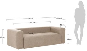 Beżowa sofa Kave Home Blok, 240 cm