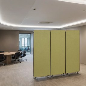 Akustyczny parawan, ścianka działowa 160 x 60 cm, 3 sztuki w opakowaniu, powierzchnia tekstylna, połączenia na zamek błyskawiczny, zielony