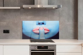 Szklany Panel Kobieta neonowe usta