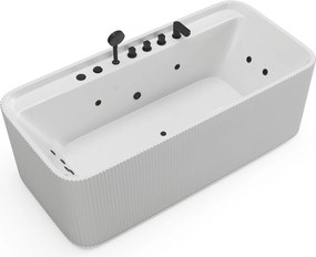 Wanna z hydromasażem biała ryflowana - 265 l - 170 x 80 x 58 cm - SIZORA