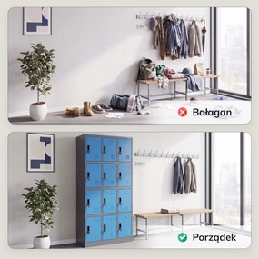 Szafka skrytkowa socjalna BHP antracytowo-niebieska, 900x1850x400 mm: MARCIN