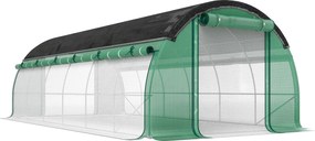 Outsunny Szklarnia Polytunelowa 6 x 3 x 2 m z Siatką Przeciwsłoneczną, Rolowanymi Bocznymi Ścianami, Pokrywą z Tworzywa, Stalowym Ramą, Zielona