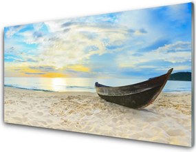 Panel Szklany do Kuchni Łódź Rybacka na Brzegu