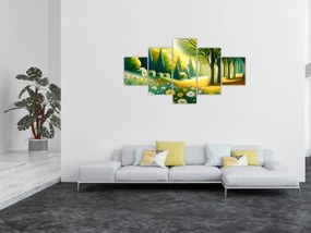 Obraz - Wieś w żółto-zielonym (125x70 cm)