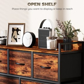 HOMCOM Komoda z Składanymi Szufladami z Tkaniny, Blat z Melaminy, Rama Stalowa, Brąz