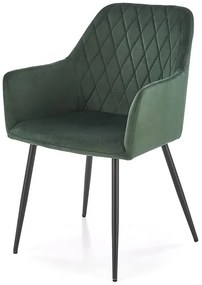 Tapicerowane zielone pikowane welurowe krzesło W3-K30