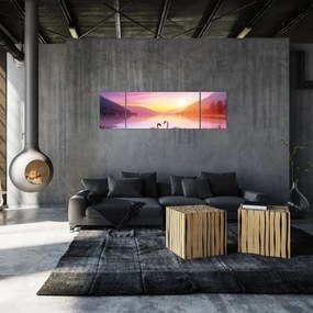 Obraz zakochanych łabędzi (170x50 cm)