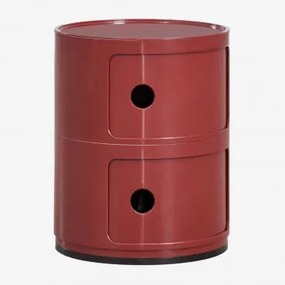 Zestaw 2 Okrągłych Stolików Nocnych Z Półkami Babel Czerwone Wino & 2 Szuflady - Sklum