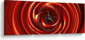 Abstrakcyjny obraz - czerwona spirala (z zegarem) (90x30 cm)