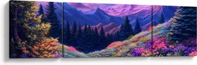 Obraz - Fioletowy krajobraz przy pełni księżyca (170x50 cm)