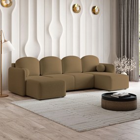 Masseno Narożnik NUBERO z funkcją spania i pojemnikiem na pościel Narozniki U, Rozkładana sofa - Miodowy, QUELLE 17