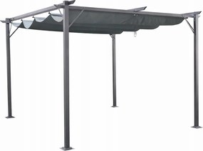 Pergola ogrodowa metalowa 3x3m z rozsuwanym dachem XT-3307, grafitowa