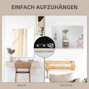 HOMCOM Lustro ścienne, 70 x 90 cm, dekoracyjne lustro wiszące, łatwy montaż, w zestawie śruby | Aosom PL