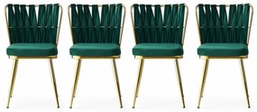 Zestaw krzeseł do jadalni Kusakli Green and Gold,4 szt.