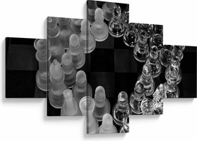 Obraz - czarno - białe szachy (125x70 cm)