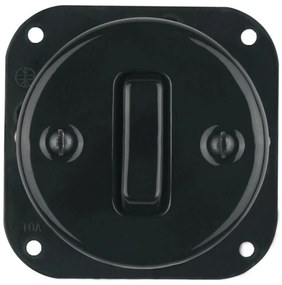 Bohemia-Design - Porcelanowy retro jednobiegunowy przełącznik bez ramki nr 7 czarny