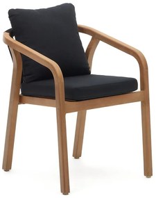 Czarne/w naturalnym kolorze drewniane/tapicerowane krzesła ogrodowe zestaw 4 szt. Malaret – Kave Home