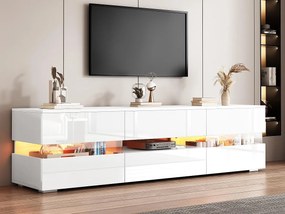 Meble TV 160 cm na telewizor 70" z LED - 2 drzwi i 1 szuflada - Biały