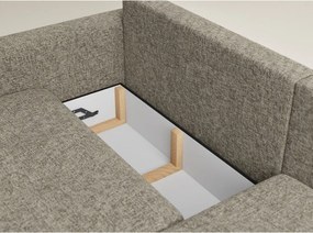 Brązowy rozkładany/ze schowkiem narożnik z tkaniny szenilowej (prawostronny/z szezlongiem) Leon – Maison de Rêve